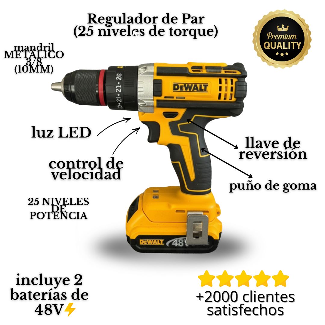 Taladro Inalámbrico Dwlt 48V + 26 Piezas